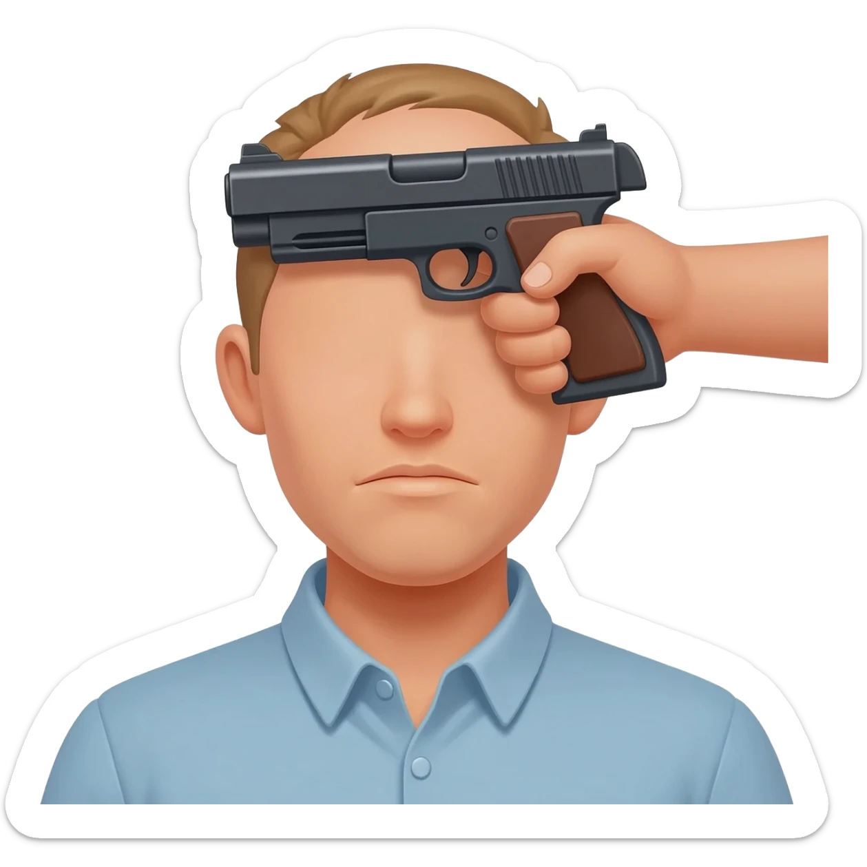 This face emoji face pointing a gun at its head sticker