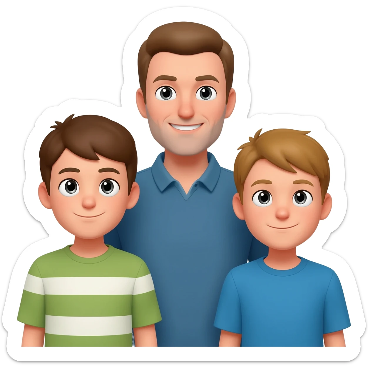 man with two boys in front of him sticker