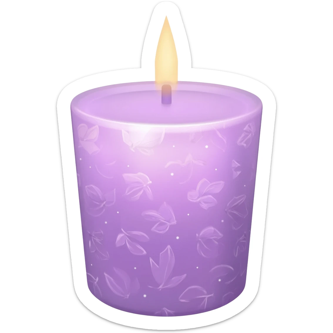 Pastel shiny sparkly crystalliccute Lavender lilac candle light with pastel petals and ivies sticker