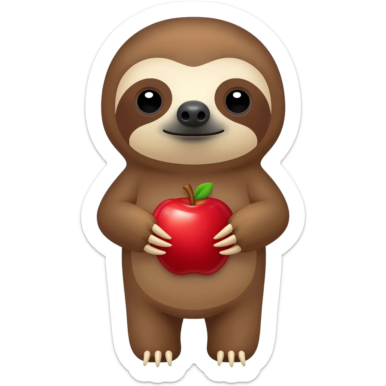 Cute sloth with apple sticker