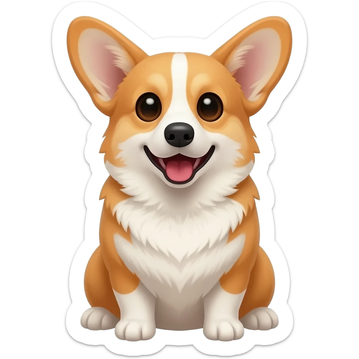 The corgi sits frontally with its mouth open. sticker