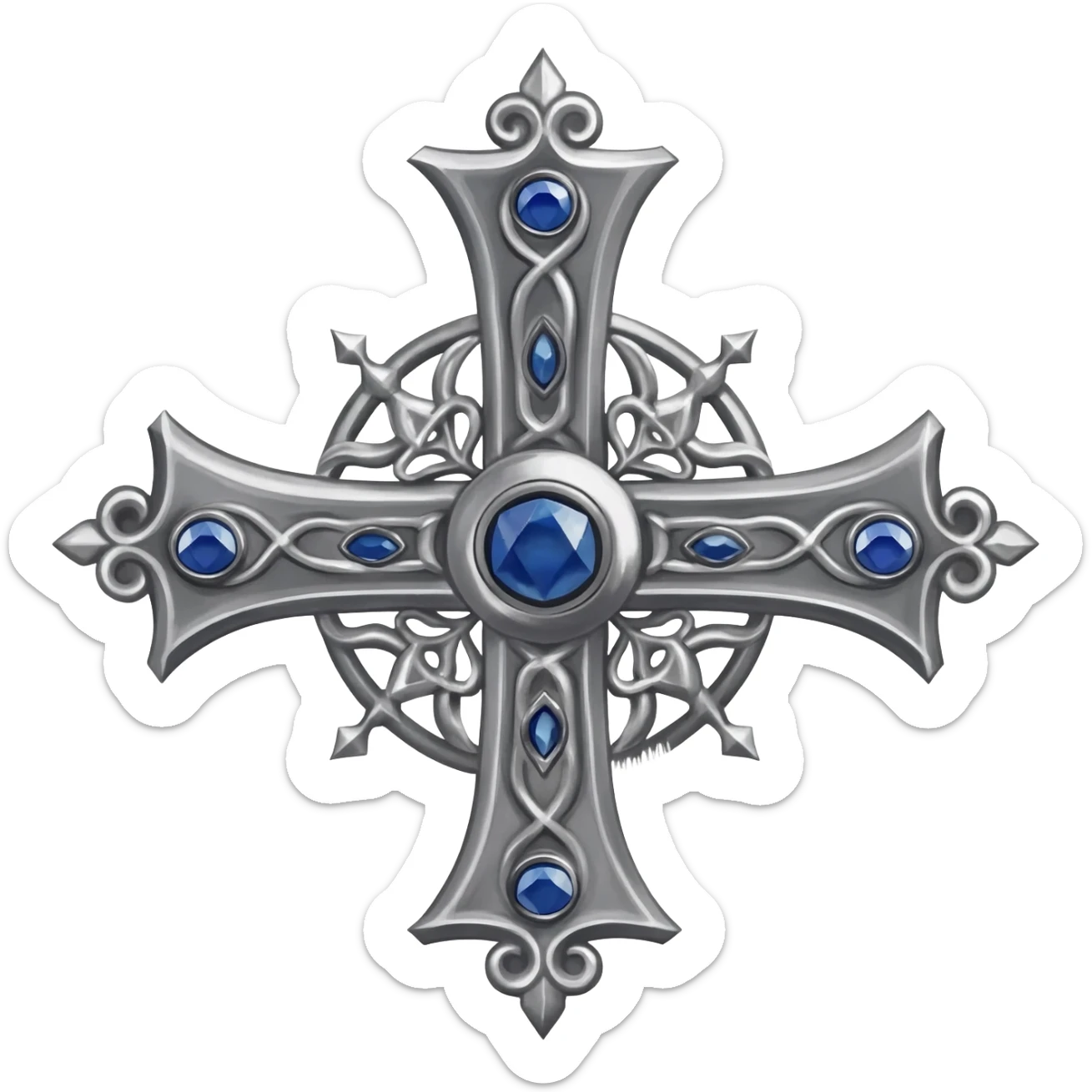 Silver templar cross sticker