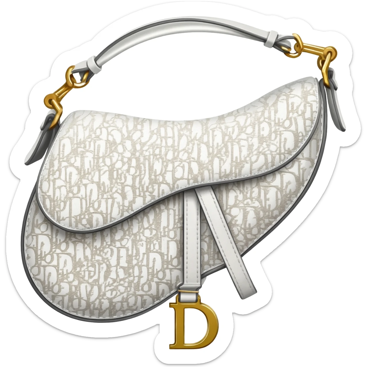 white dior printed saddle bag sticker