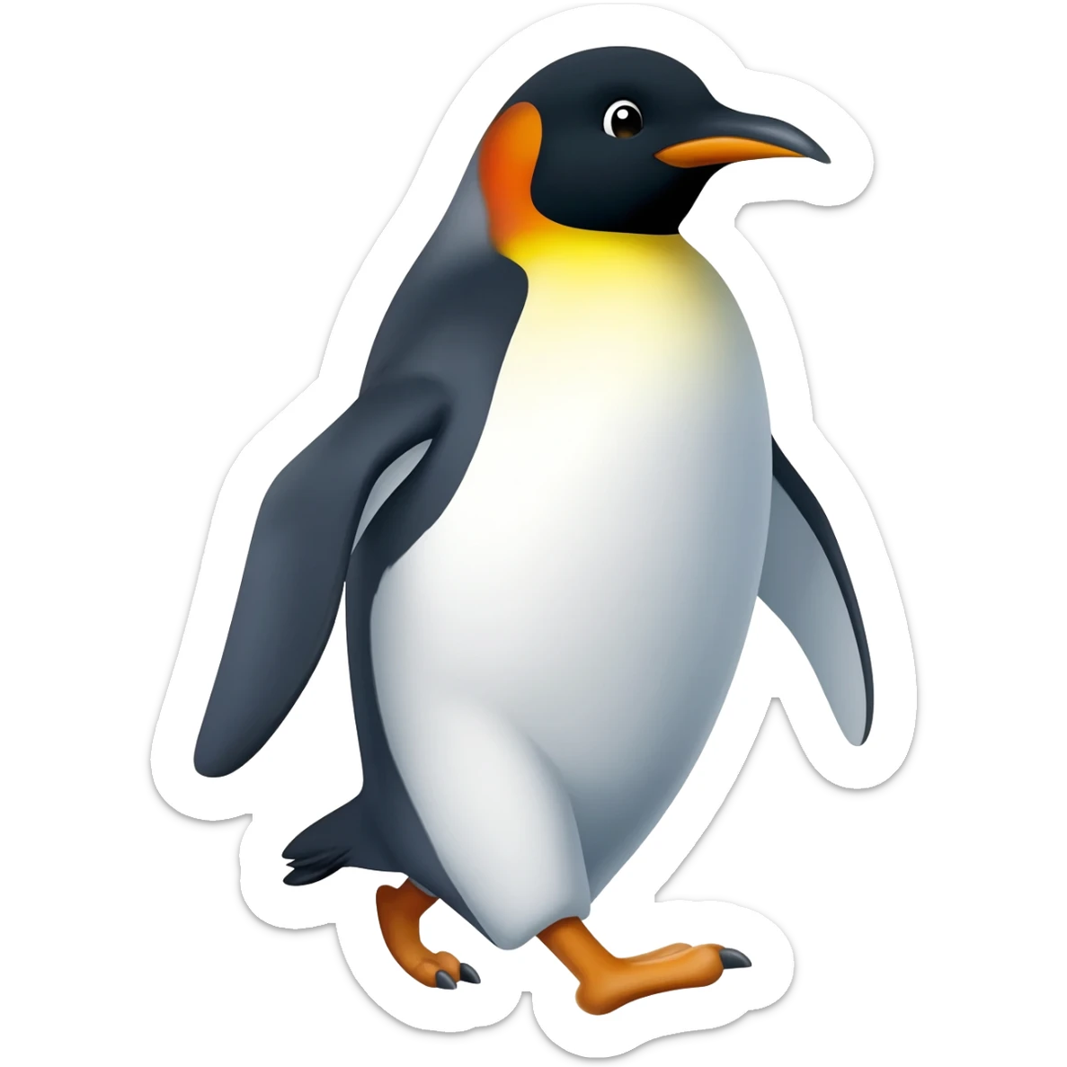 Karlı dağlara doğru yürüyen bir penguen sticker