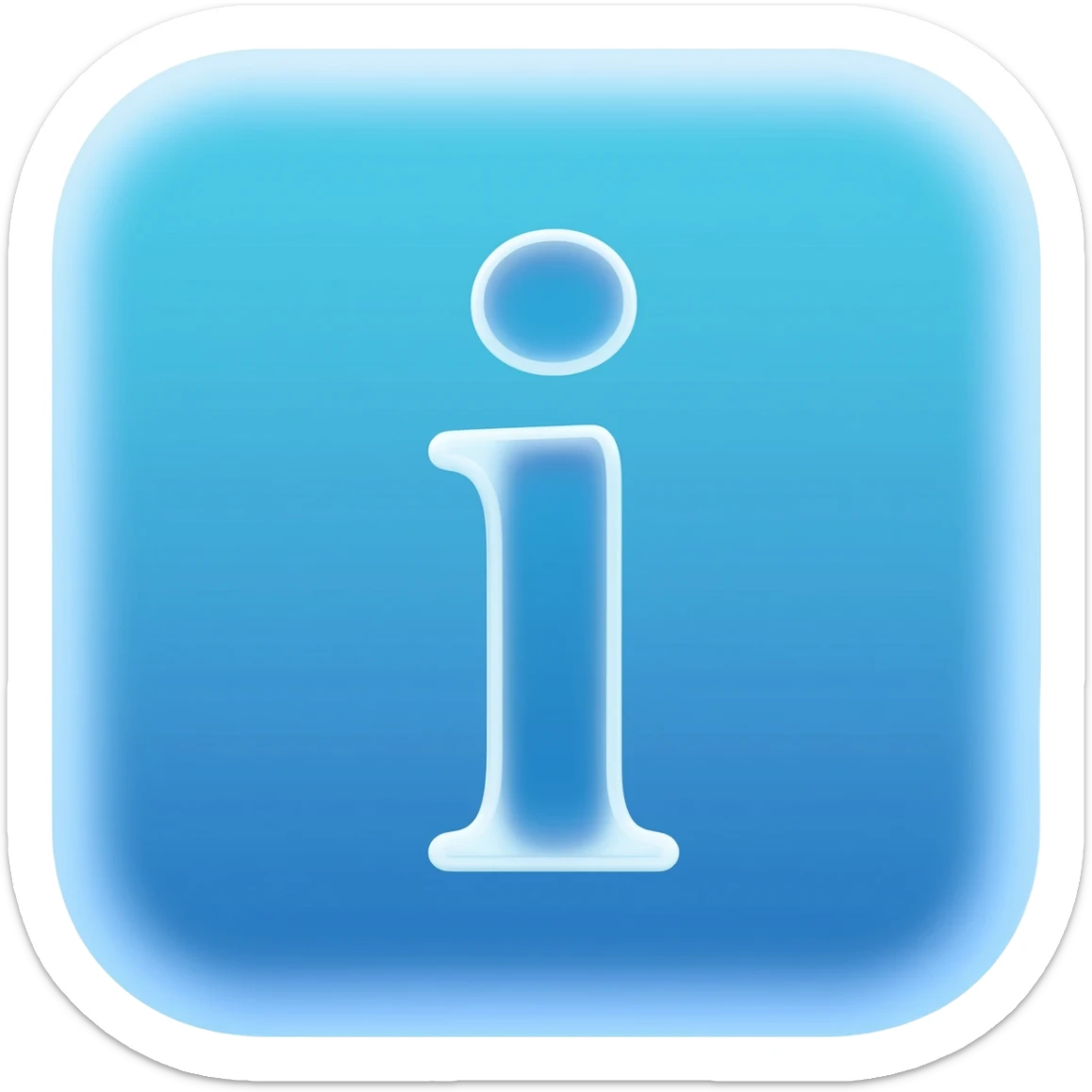 lettre i, style 3D premium
"3D rounded-square icon in soft bleu with a beveled edge, bold serif letter 'i' centered, strong specular highlights, inner glow, 1024x1024, png" sticker
