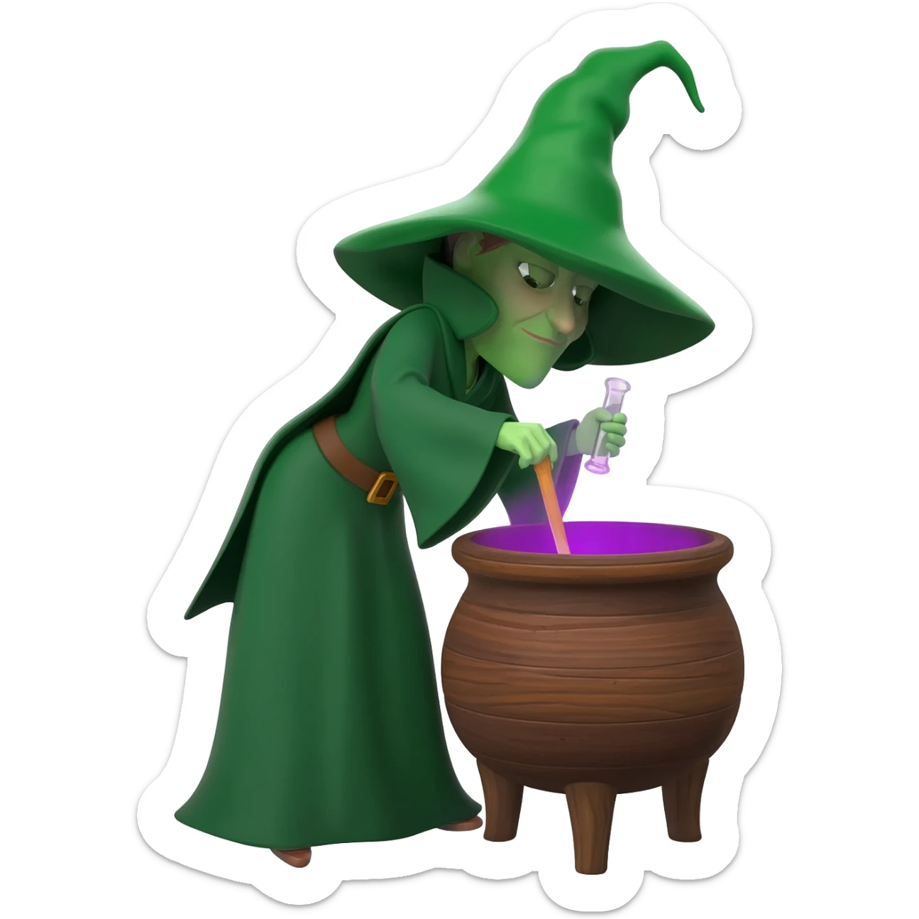 green witch cooking potion sticker