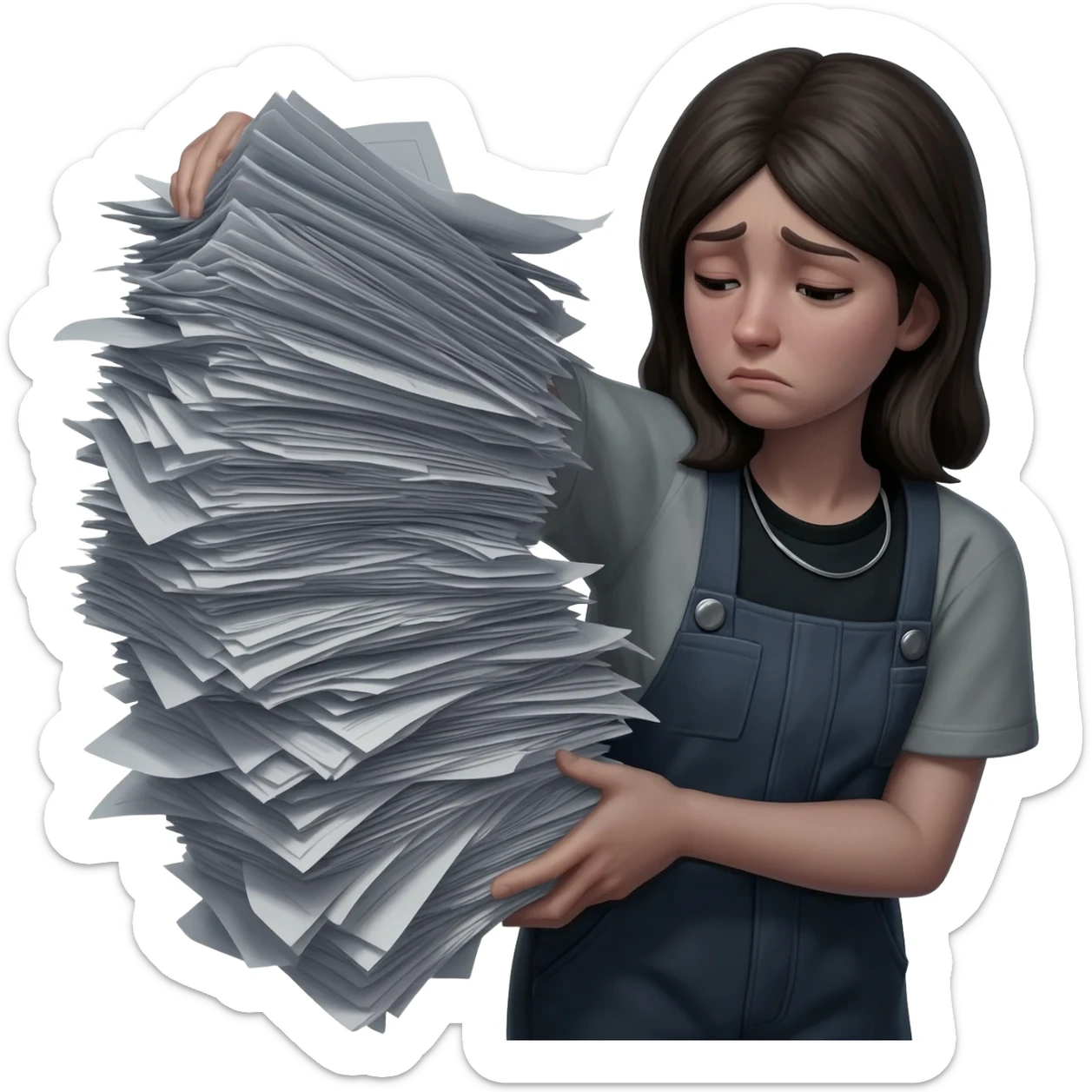 girl being a wage labor to be—burdensome, unenjoyable, and uncaring— sticker