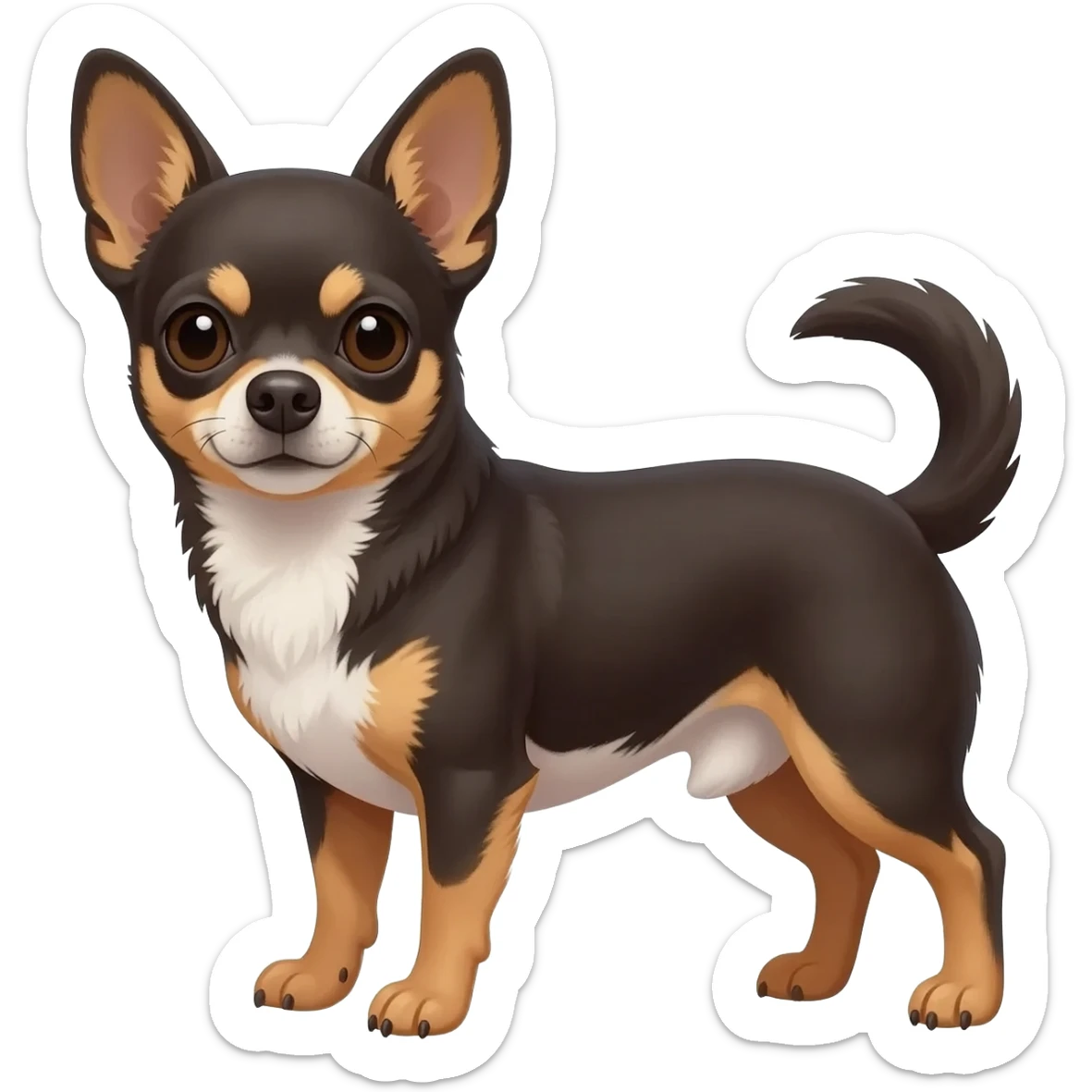 Chihuahua marron noir et blanc au ventre sticker