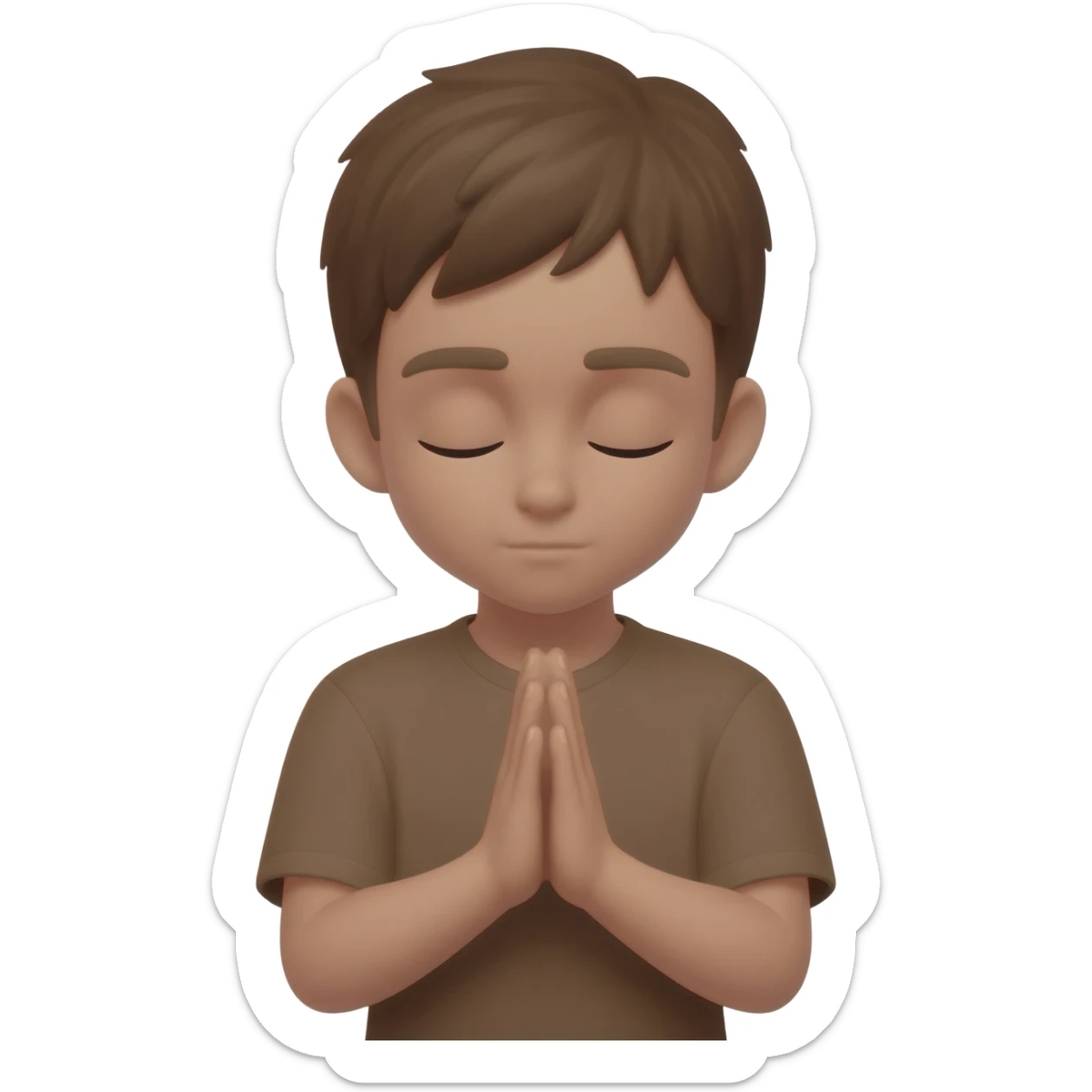 amen praying hands eyes closed brown boy sticker