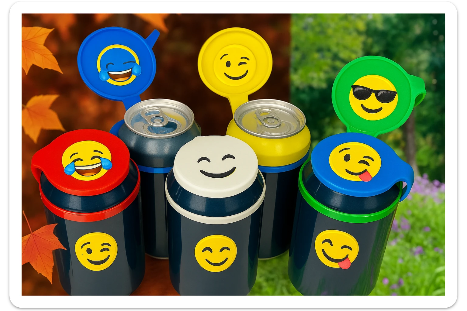 Rakj a kupakokra emoji-kat, smiley-kat, megváltoztathatod a háttereket. valósághű legyen a kép, 1000x600px méretű legyen. fiatal, dinamikusfotókat készíts! sticker