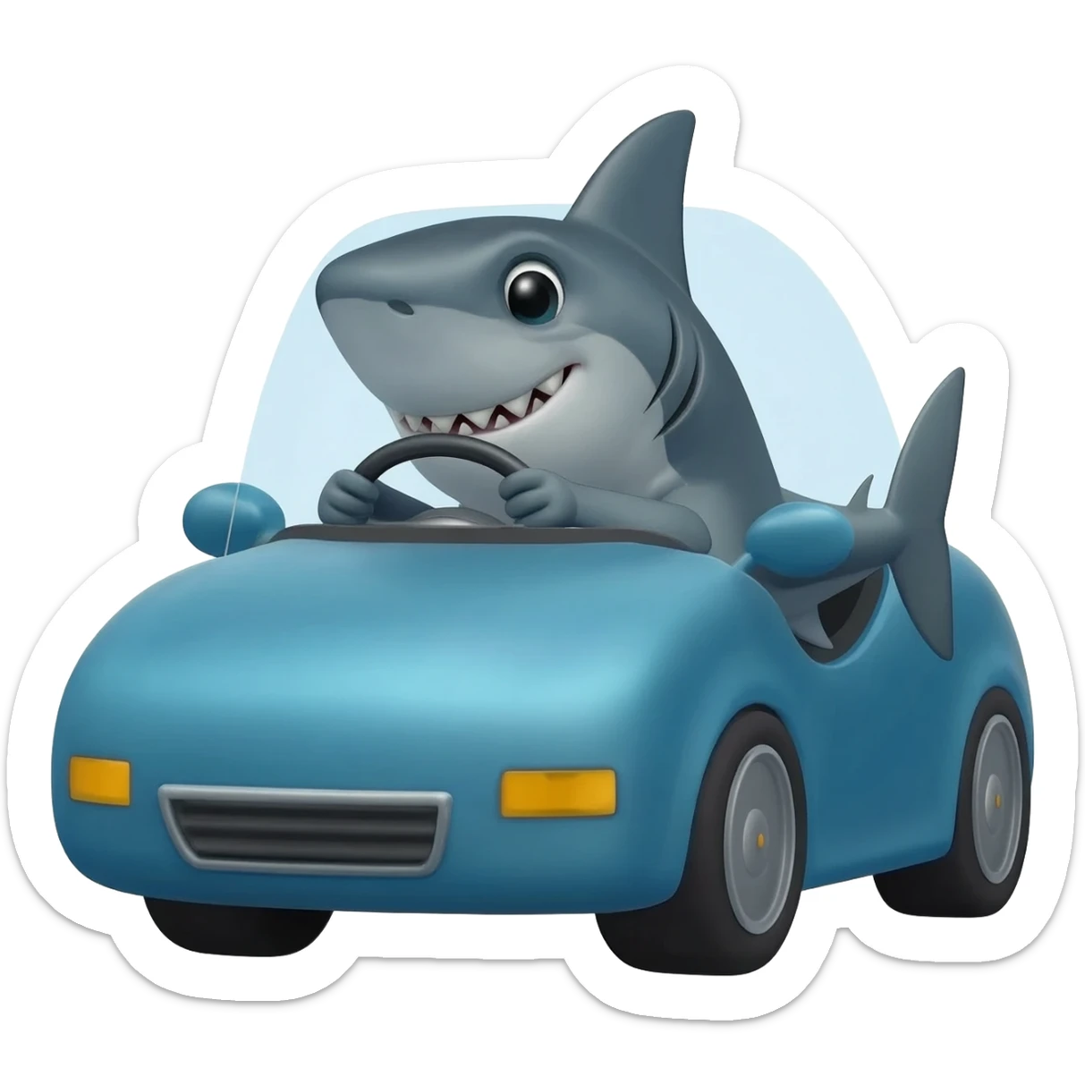 Shark driving a car sticker