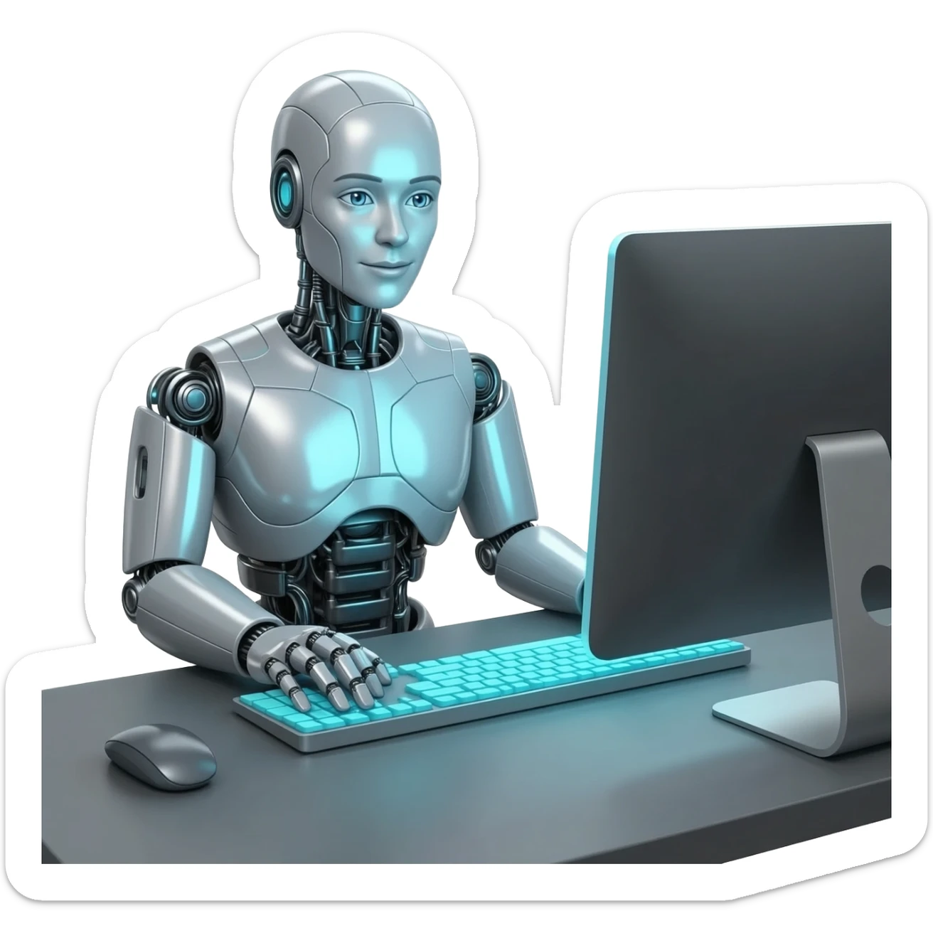 AI robot Chatting on Computer sticker