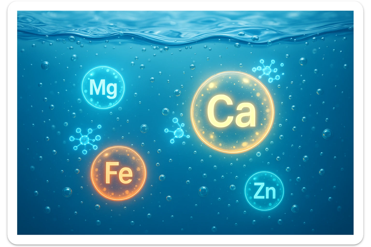 focus sull'acqua a tutto schermo e i micronutrienti contenuti in essa sticker