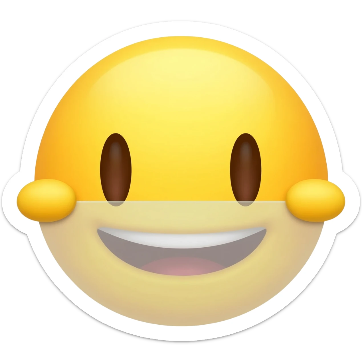 Yellow emoji face peeking from behind wall sticker