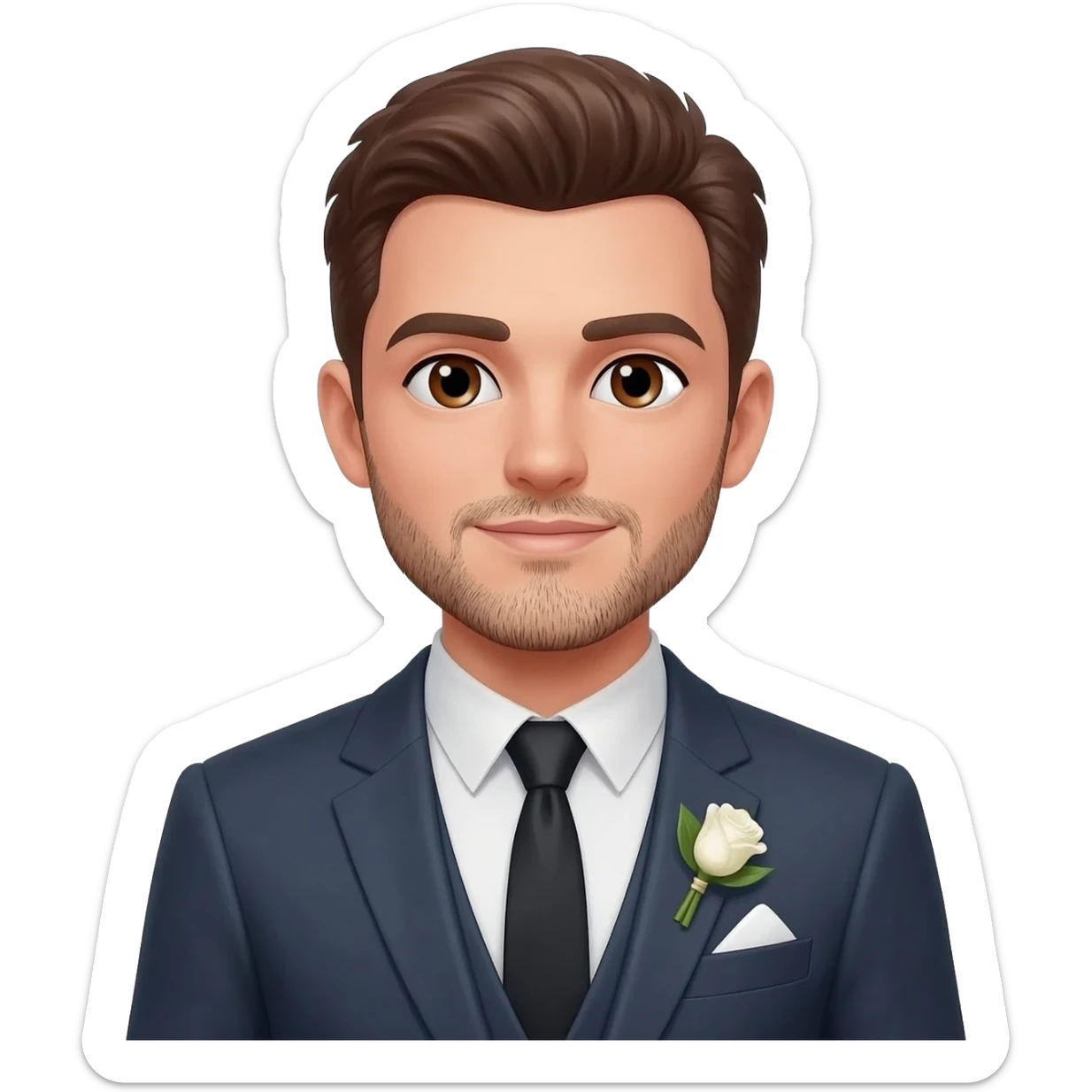 brown haired and eyed groom with stubble sticker
