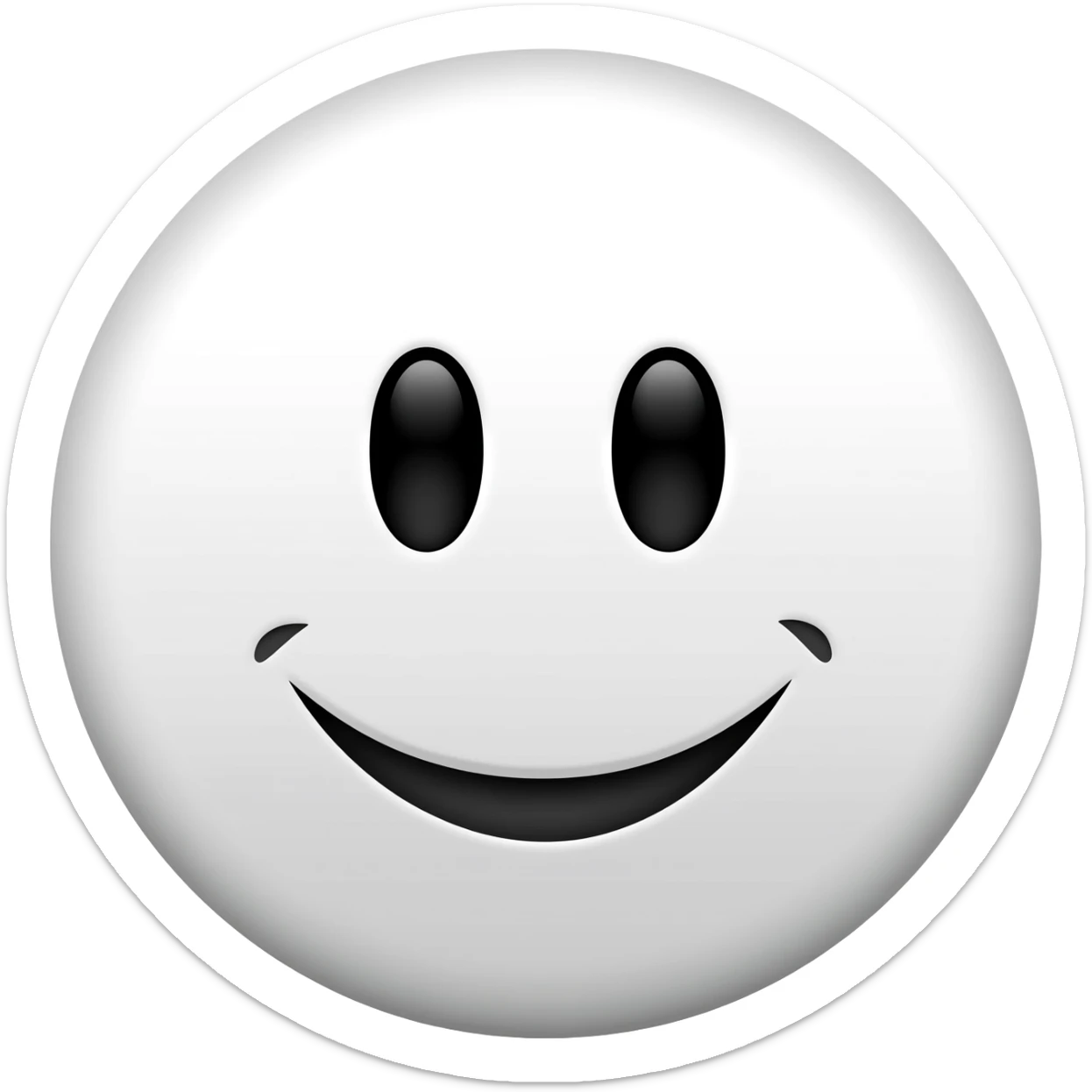 Circle black smiling face white sticker