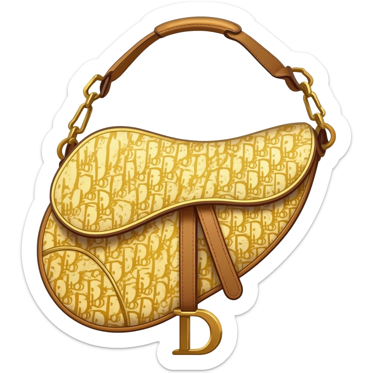 yellow dior print saddle bag sticker