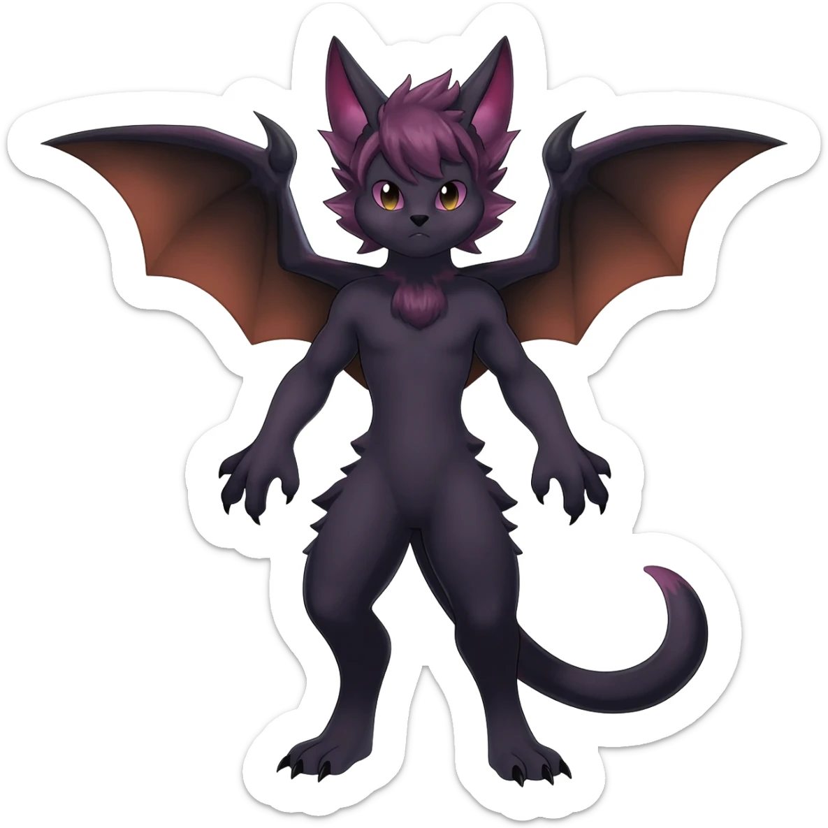 dark edgy dull pointy edgy Noivern-Noibat-Purloin-Torracat-Lykoi-Caracal-bat-cat-Fakemon-fusion-hybrid-creature sticker