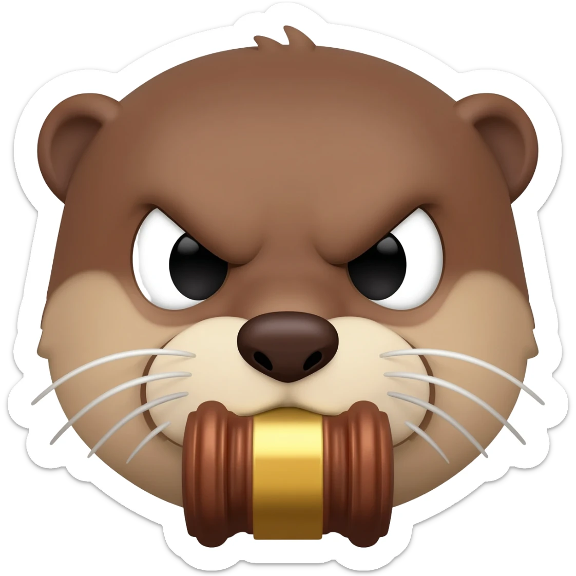 angry otter head with a judge's gavel sticker