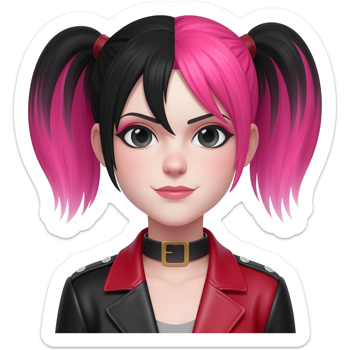 girl that looks like harley quinn with black and pink hair sticker