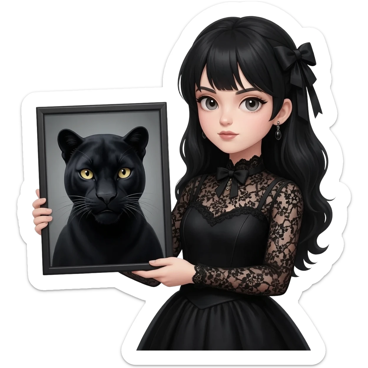 Gothic girl with black panther sticker