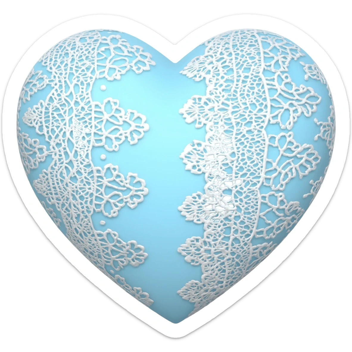 light blue heart with white lace in a goth lolita style sticker