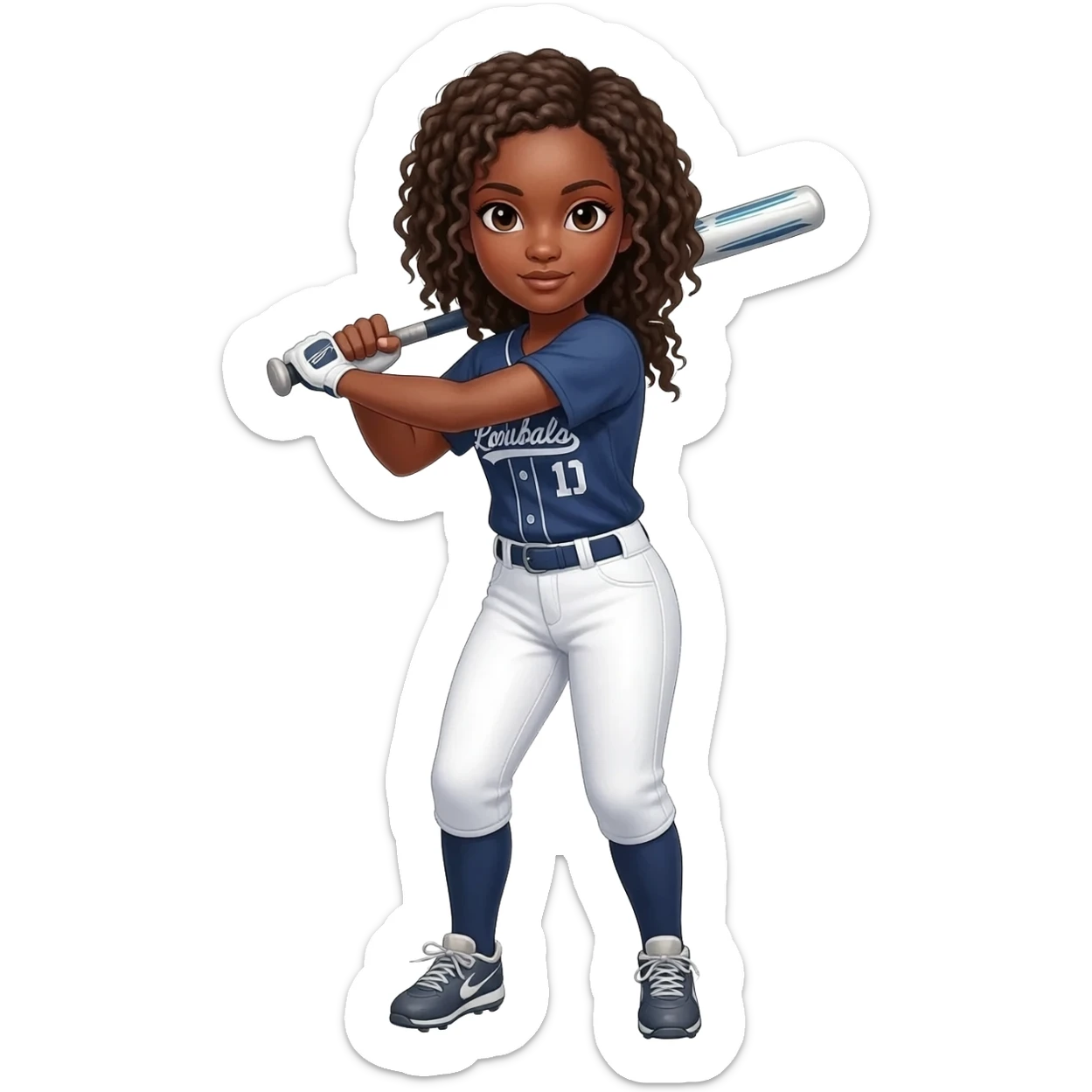 black girl  softball player sticker