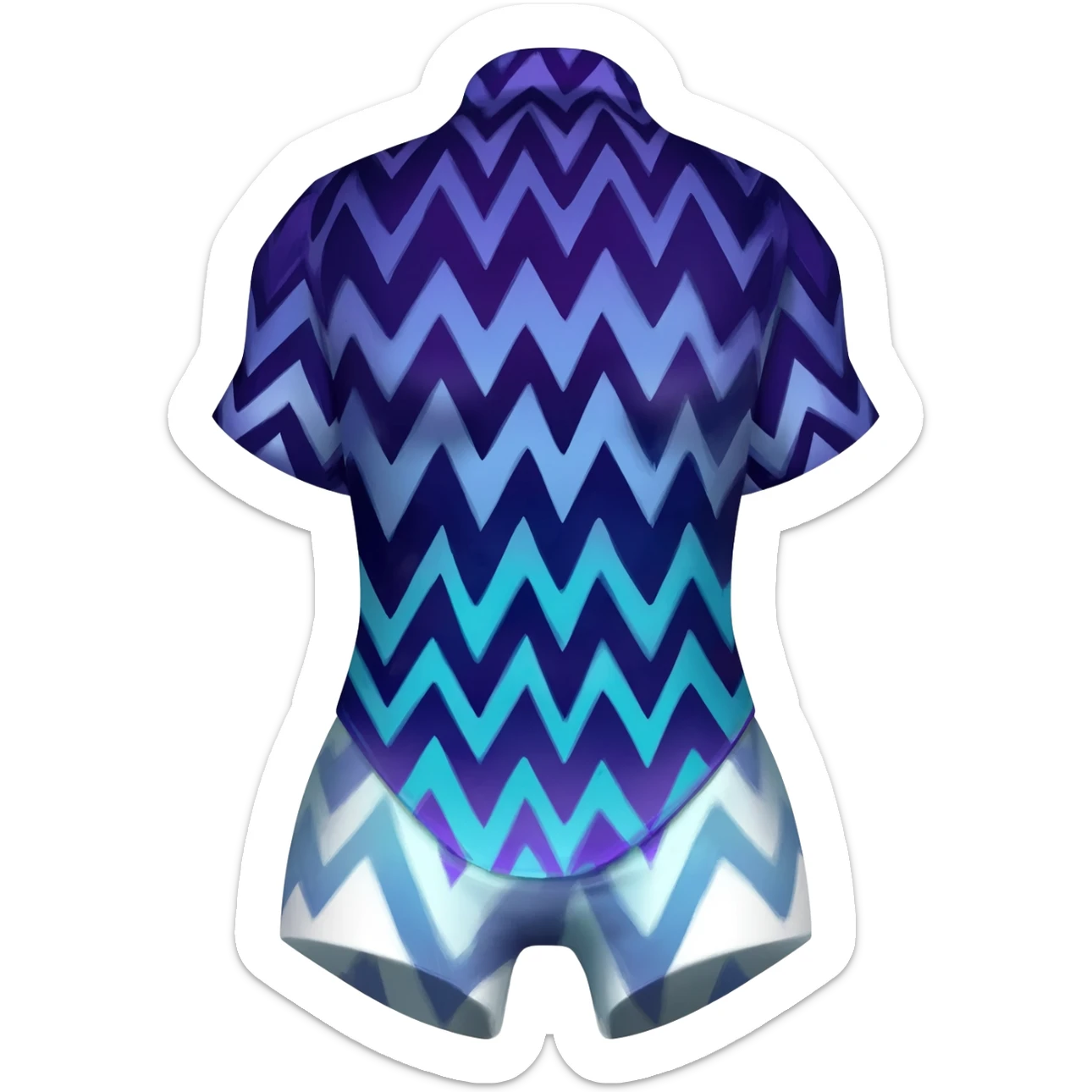 zig-zag-patterned striking indigo-violet-blue-cyan-gradiented with dark undertones, white underside, thunderous stormy edgy badass realistic Vernid-Sergal-Genet-Trico-fantasy-creature-species by LiLaiRa, full body sticker