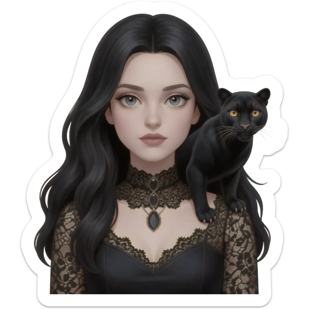 Gothic girl with black panther sticker