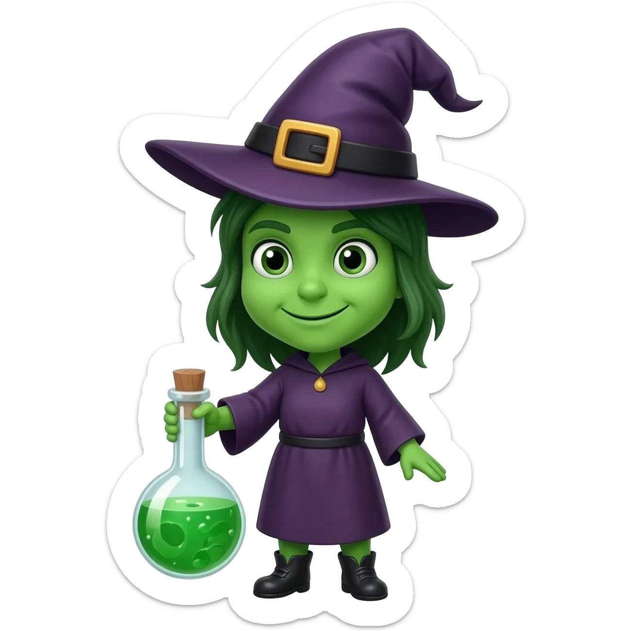 green witch cooking potion sticker