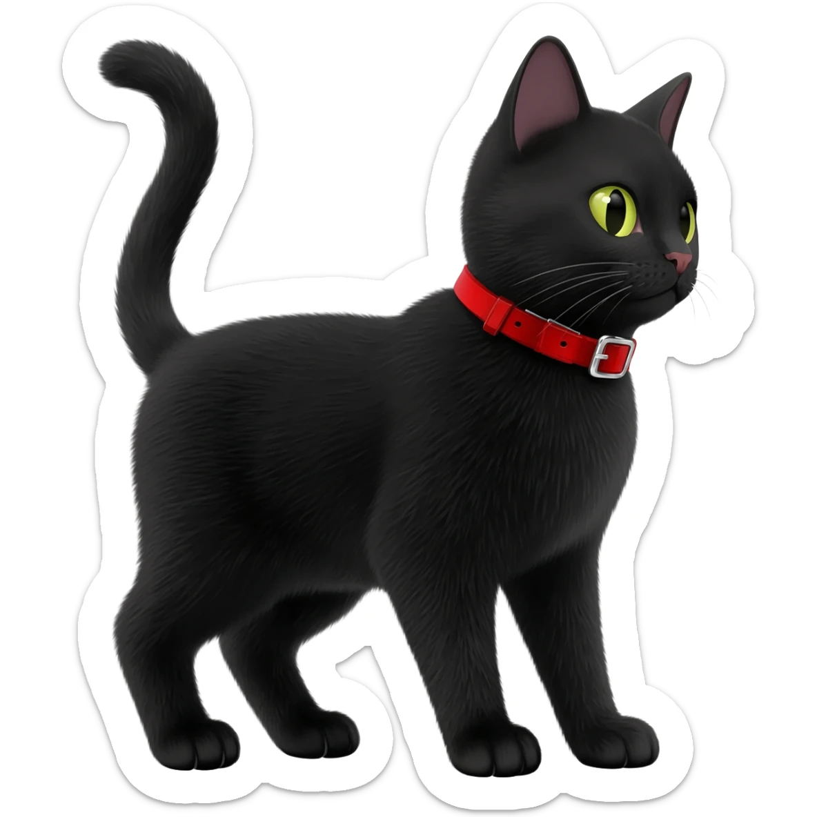 Black cat with red collar as a knight sticker