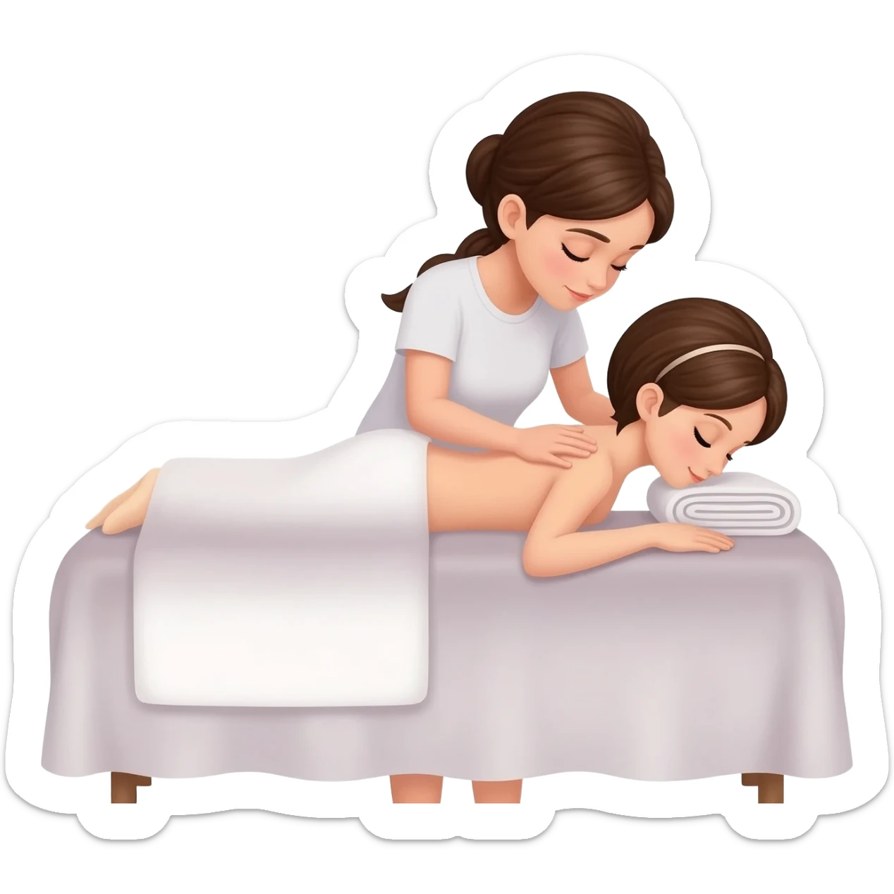 Girl giving massage to girl sticker