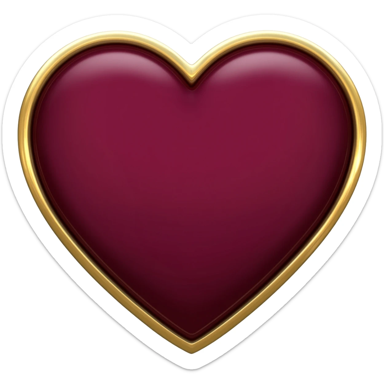 Burgundy heart gold rim sticker