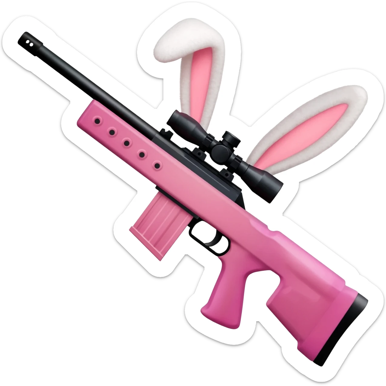 easter theme sniper rifle like with bunny ears and eggs and pink sticker
