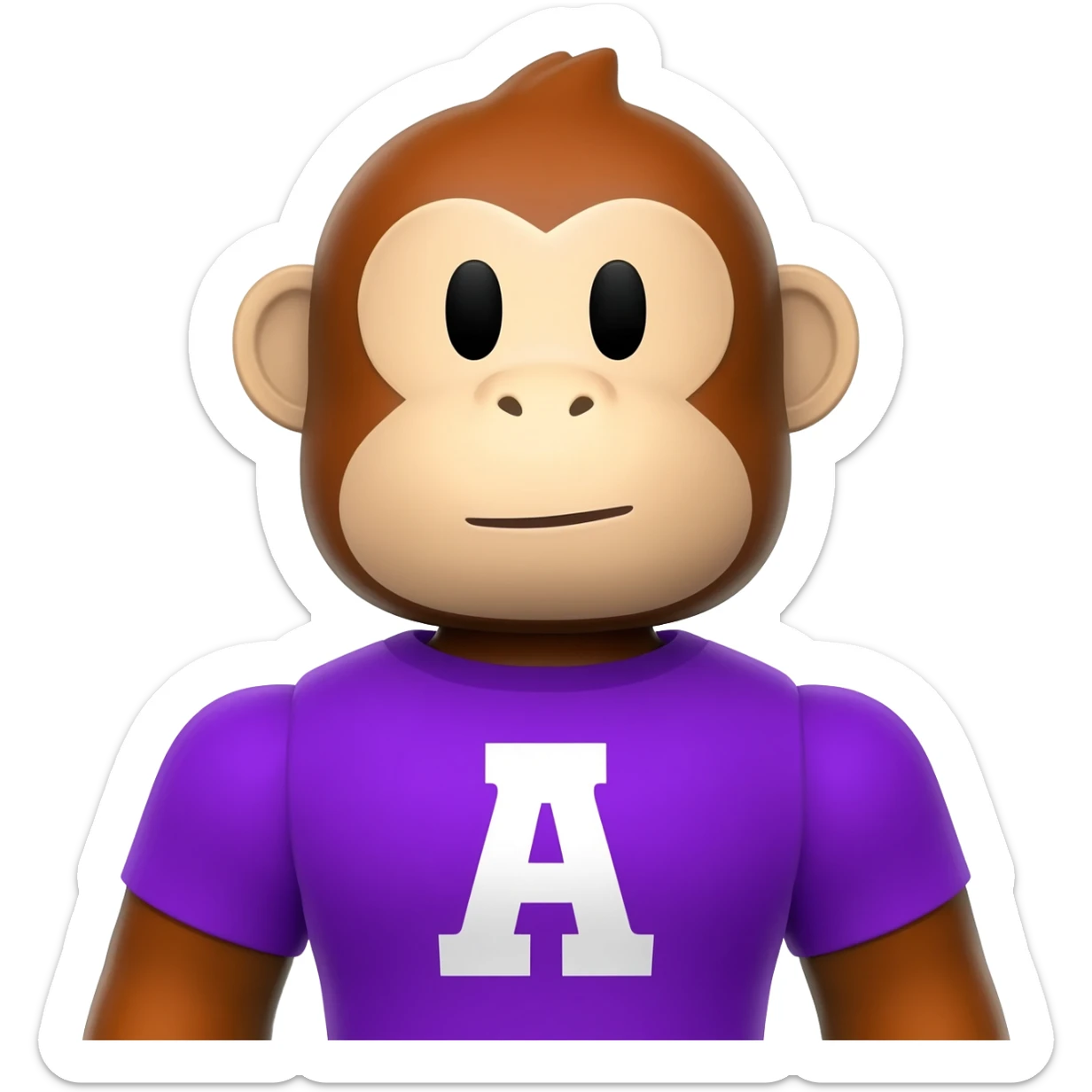 Genera un monito de roblox con una playera con una letra A color morada y la letra en color blanco sticker