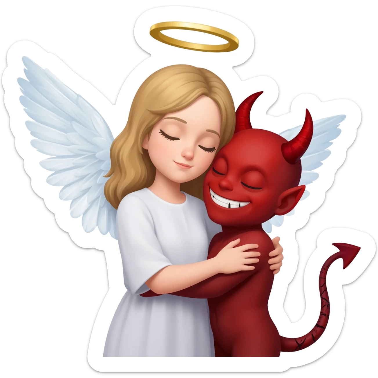 Angel abrazando a un diablo sticker
