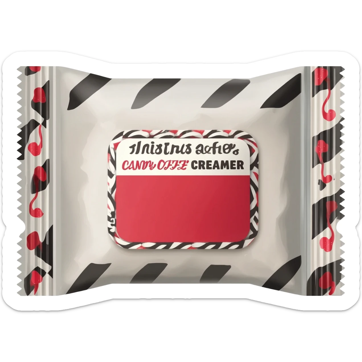 Packet of Christmas candy cane coffee creamer sticker