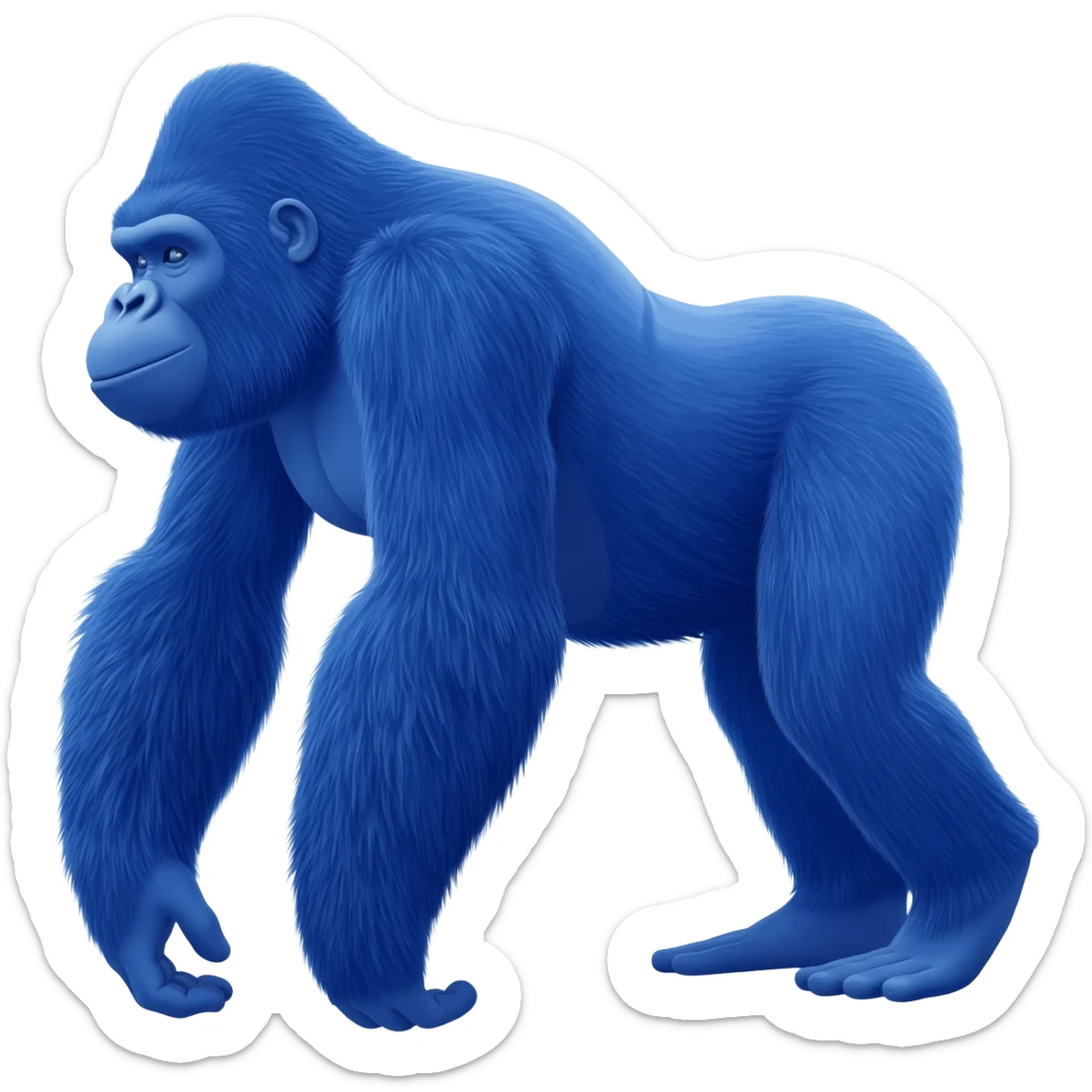 A blue gorilla with no legs sticker