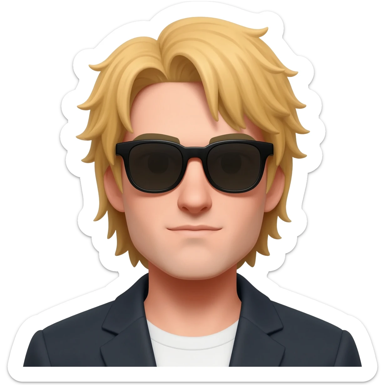 man long blonde hair with fringe and sunglasses sticker