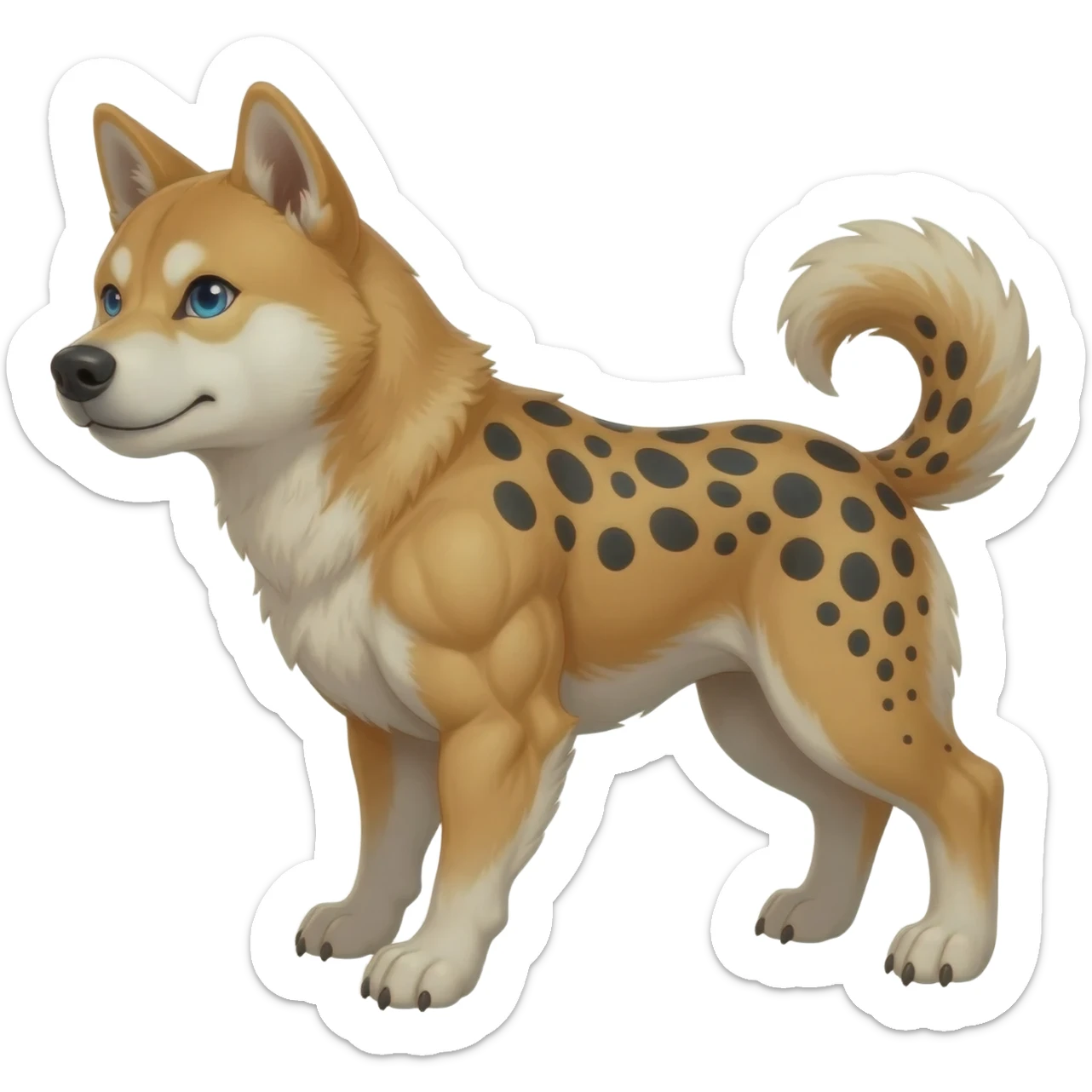 Dingo-Shiba Inu-Husky-Hyena-hybrid,  full body sticker