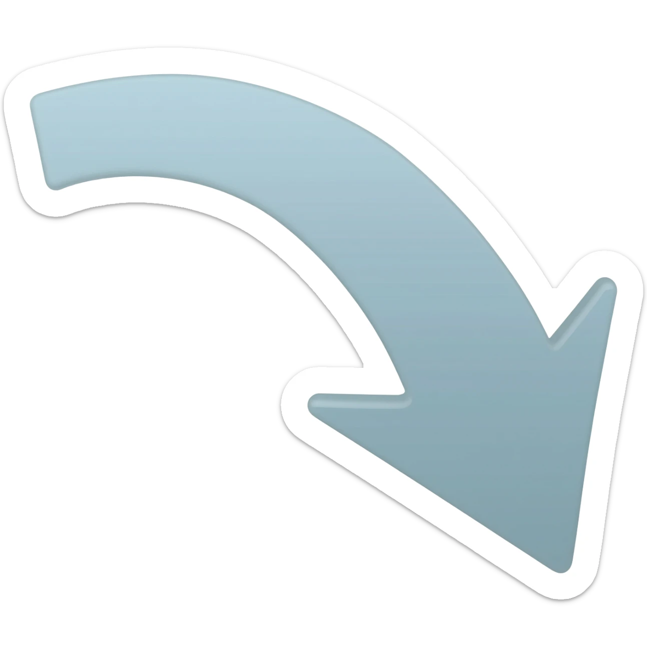 Down arrow curving right, going down first then curving to the right sticker