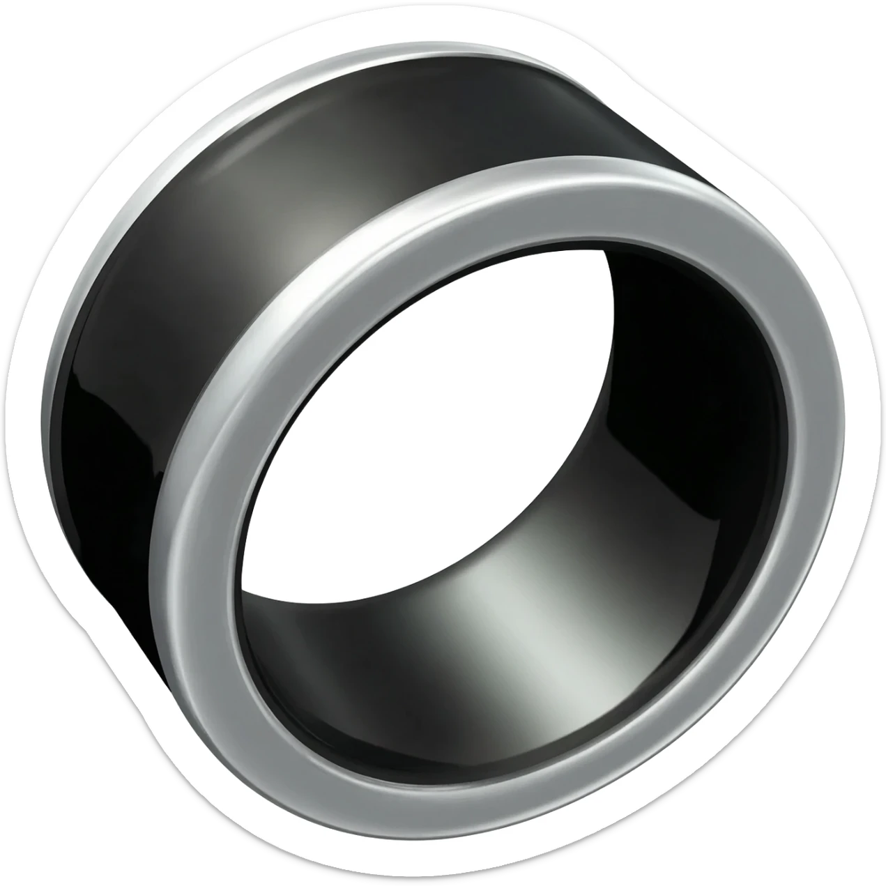 Obsidian ring, with a THIN silver line around the center sticker