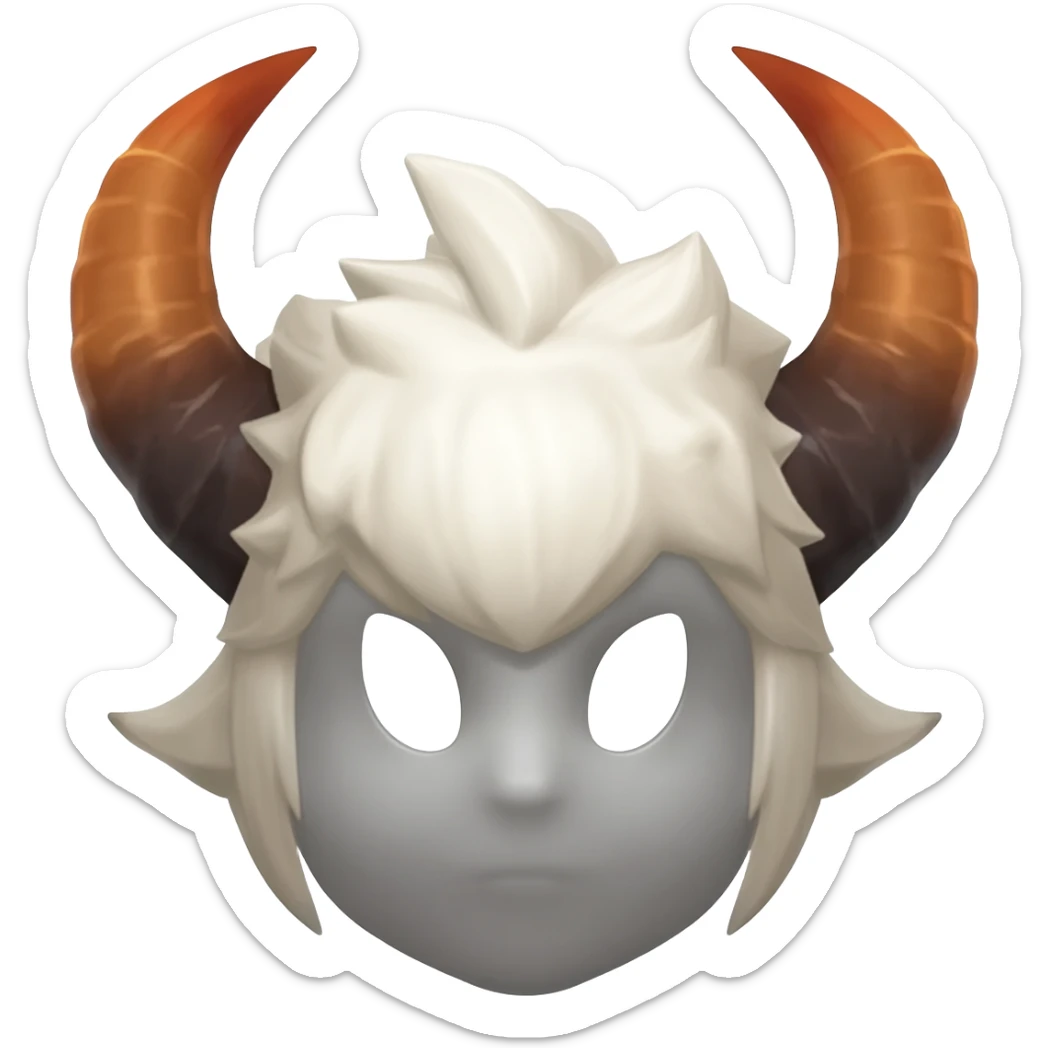 Hilichurl creature from Genshin Impact, wearing a white round mask with horns  sticker