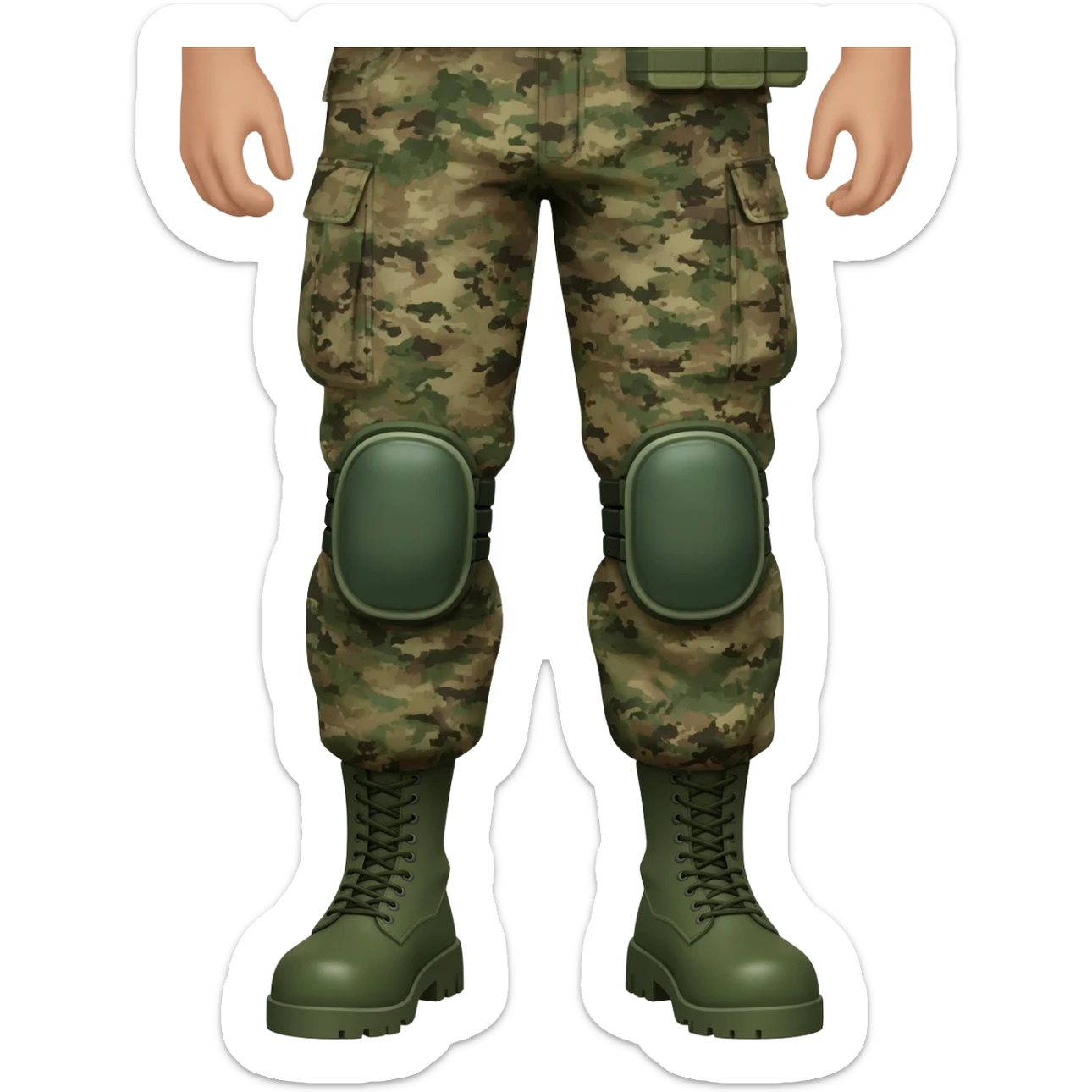 Filipino soldier bdu camo with green combat boots no plate carrier and belt knee pads sticker