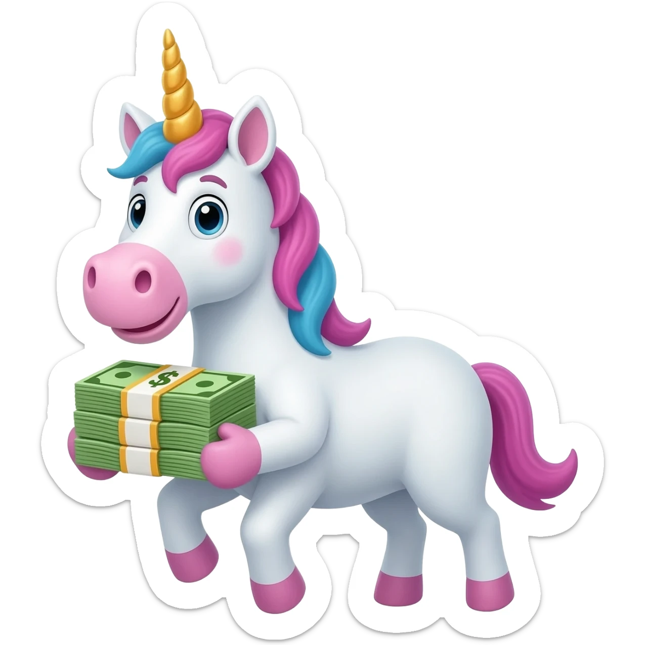 funny unicorn with cash sticker