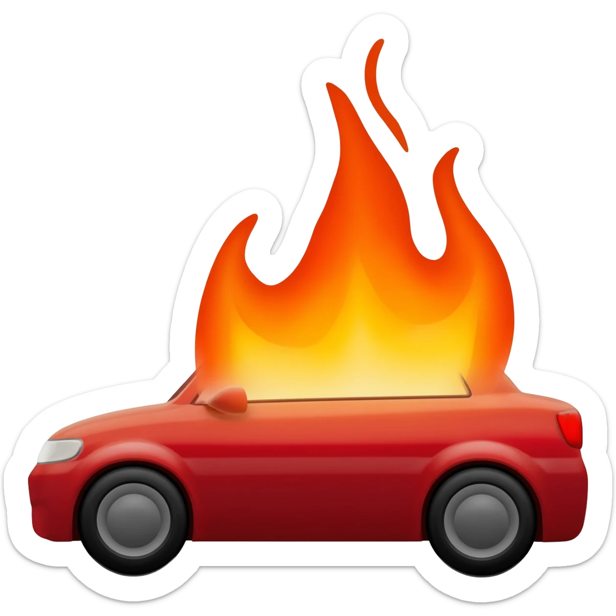 Car on fire sticker