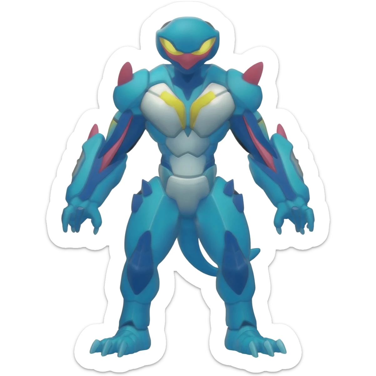 Blue and magenta and yellow hydro-elemental Virizion-Trico-Amaura-Shaymin-hybrid-creature (full body) sticker