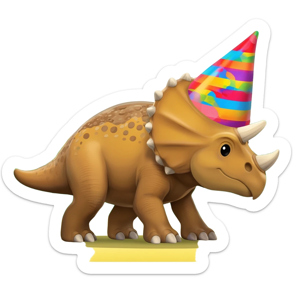Triceratops birthday hat emoji sticker