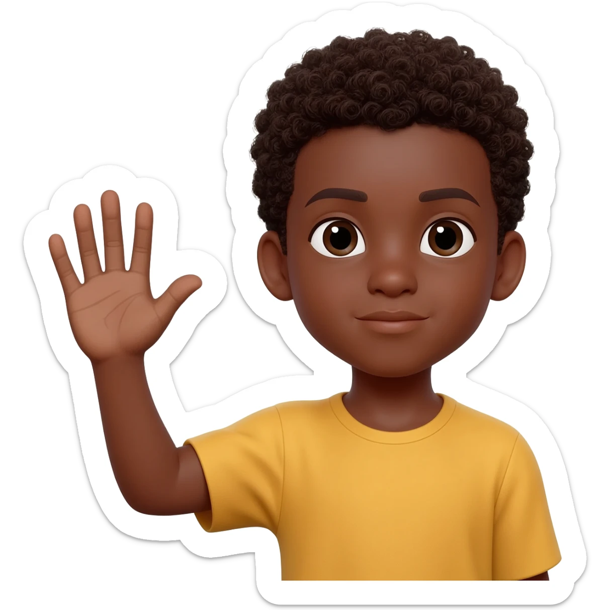 sad not happy black boy waving curly hair sticker
