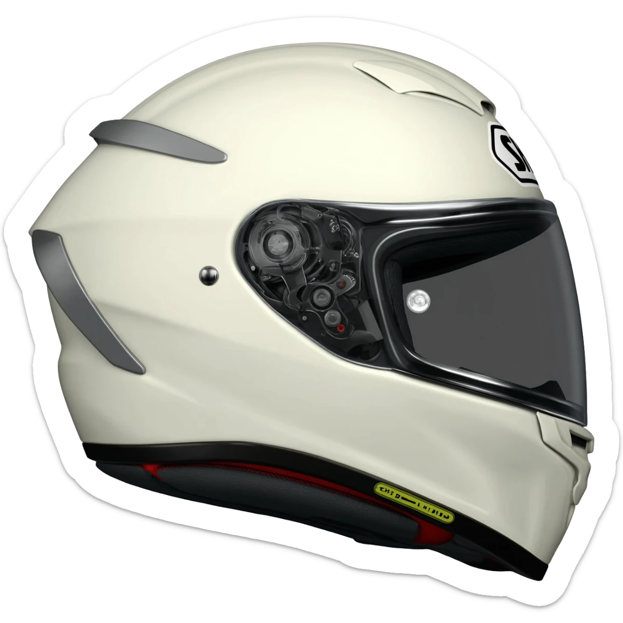 shoei glamster motorcycle helmet; off white color; sideview facing right sticker